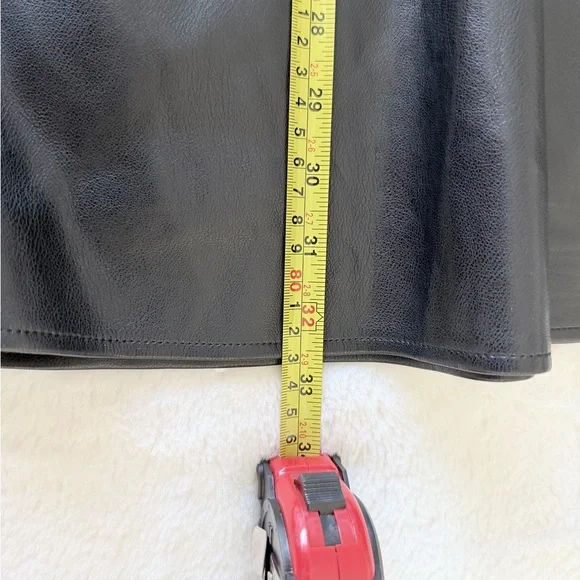 Marc New York Black Faux Leather Belted Flare Skirt - Size Large - Picture 10 of 12